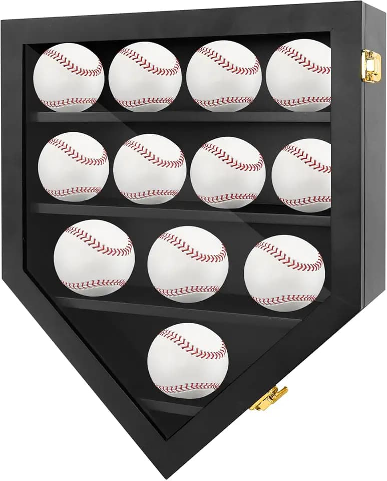Baseball Holder Display Case for 12 Baseballs with Door,13x16