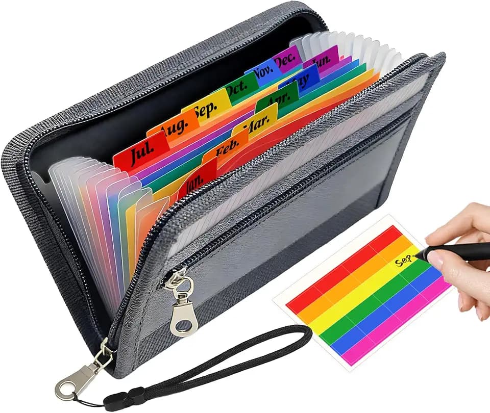 Portable Receipt Organizer & Coupon Holder, 12 Pockets