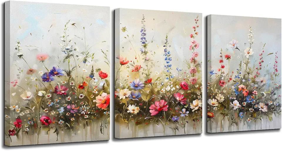 SERIMINO Misty Floral Wall Decor for Living Room, Nature Canvas Prints