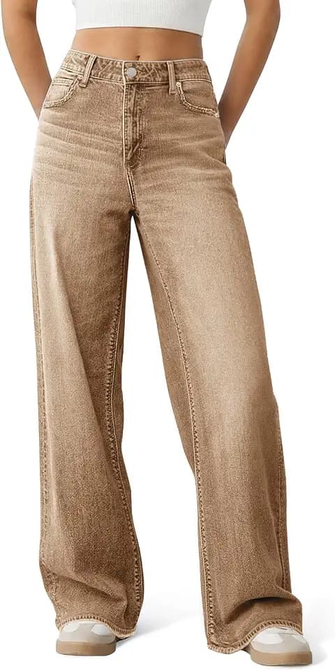 Women's Wide Leg Jeans High Waisted Baggy Straight Denim Pants