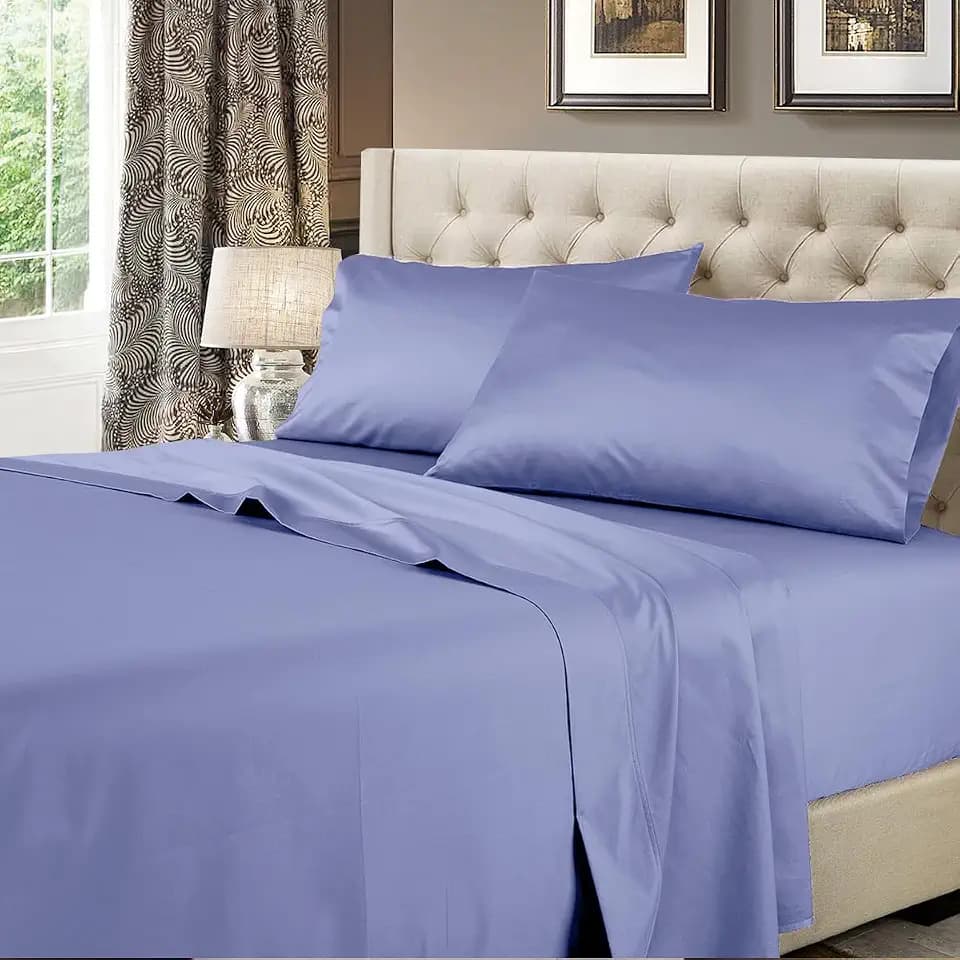 Royal Hotel King Sheets Set, 600 Thread Count Cotton Sateen, Periwinkle