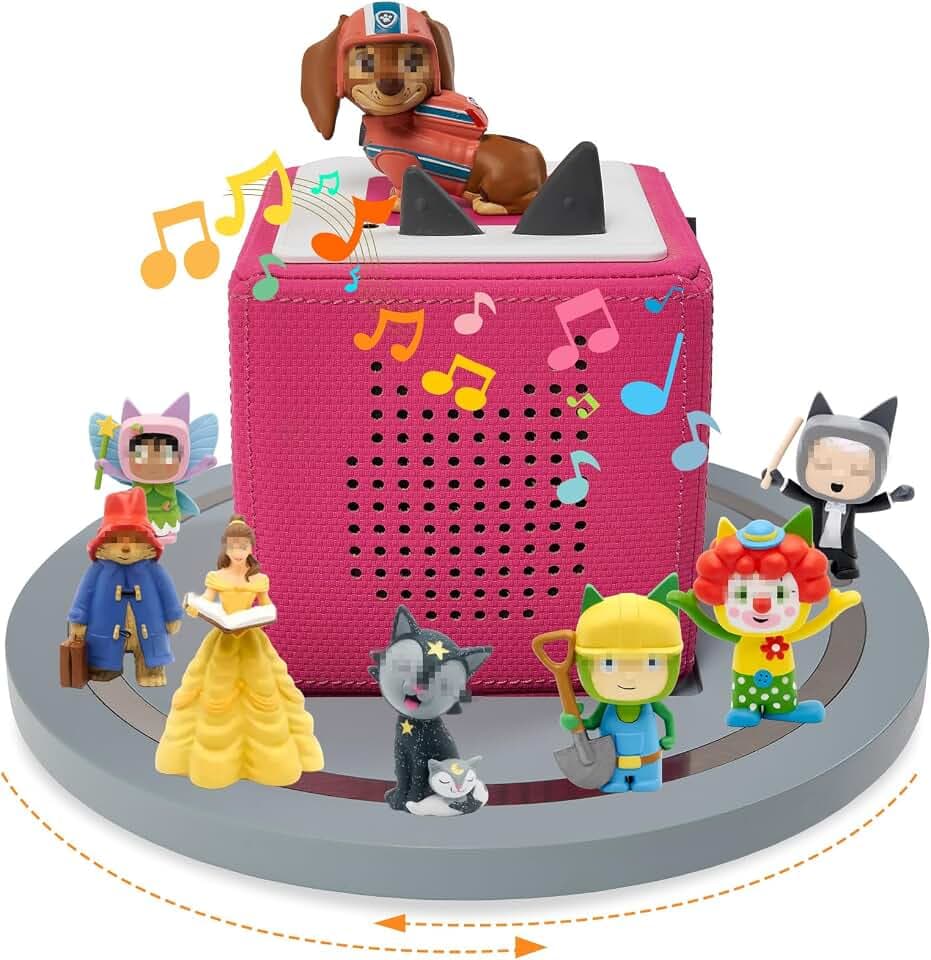 Gieanoo 360°Round Turntable for Tonies Shelf for 10-20 Characters,Grey