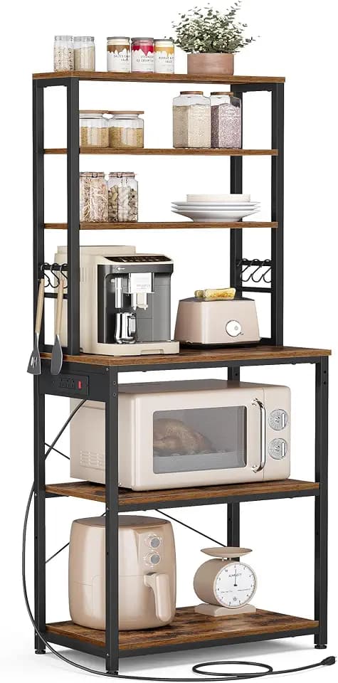 VASAGLE Coffee Bar, 23.6 Inches 6-Tier Baker's Rack with 6 Hooks