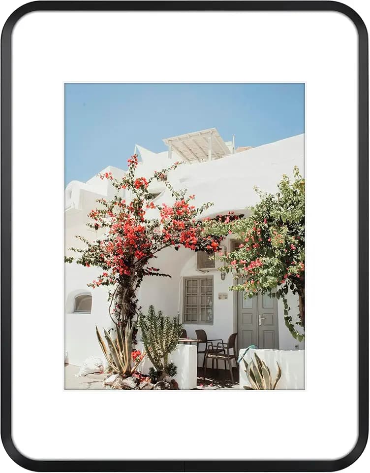 Golden State Art 11x14 Black Aluminum Picture Frame Mat for 8x10 Real Glass