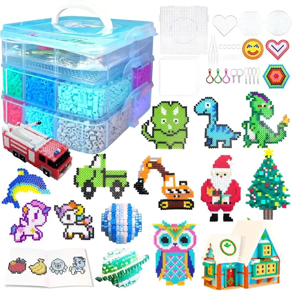 11000 Fuse Beads Kit - 20 Colors 5mm Bead Craft Set with Storage Box, Pegboard, Ironing Paper and Accessories, Arts and Crafts Kits for Kids Age 5+ Christmas Birthday DIY Craft Gift for Girls & Boys