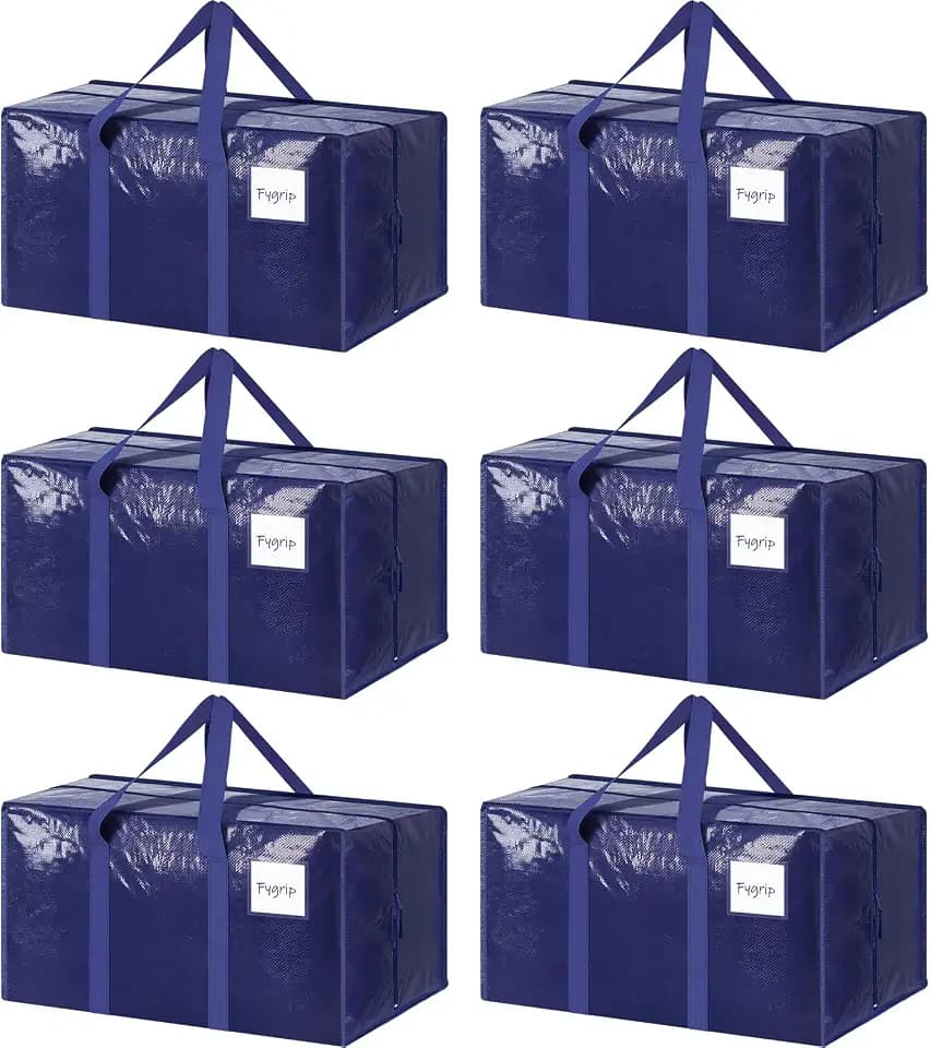 6 Pack Extra Heavy Duty Large Moving Bags with Strong Zipper, Dark Blue