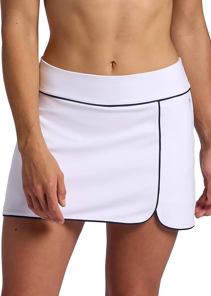 Head Women's Breakpoint Piping Skort, Standard Fit, Mid-Rise, Stretch Midweight Material, Built-in Compression Shorts