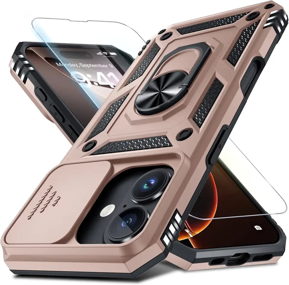 for iPhone 16 Plus Phone Case Built in Slide Camera Lens Cover