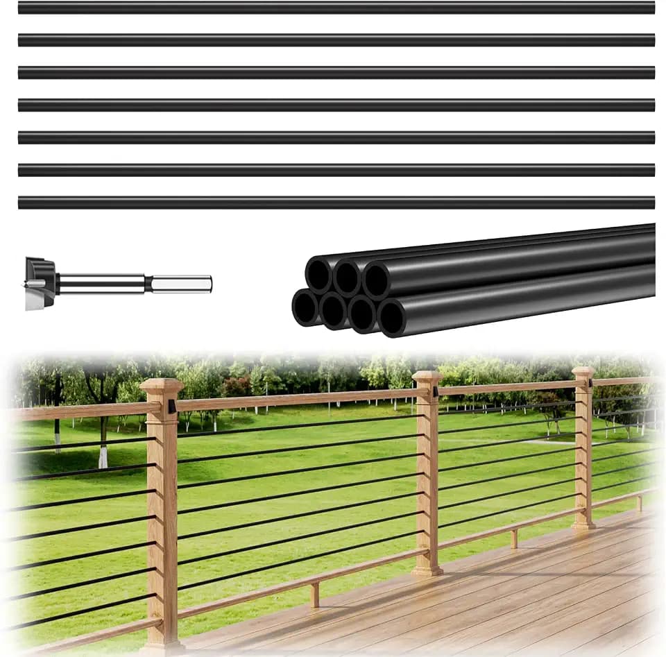 7 Pack 10 FT x 3/4 inch Aluminum Deck Balusters with Drill Bit
