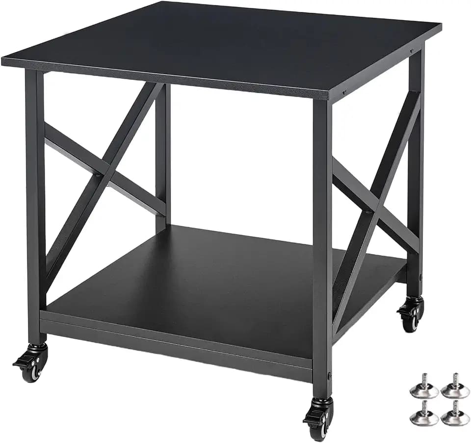 Fannova 2 Tier Large Printer Stand 23.6"x23.6"x22.6" with Storage Shelf