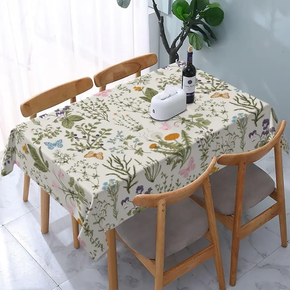 Vintage Floral Rectangle Tablecloth for Kitchen Dinner Picnic Party