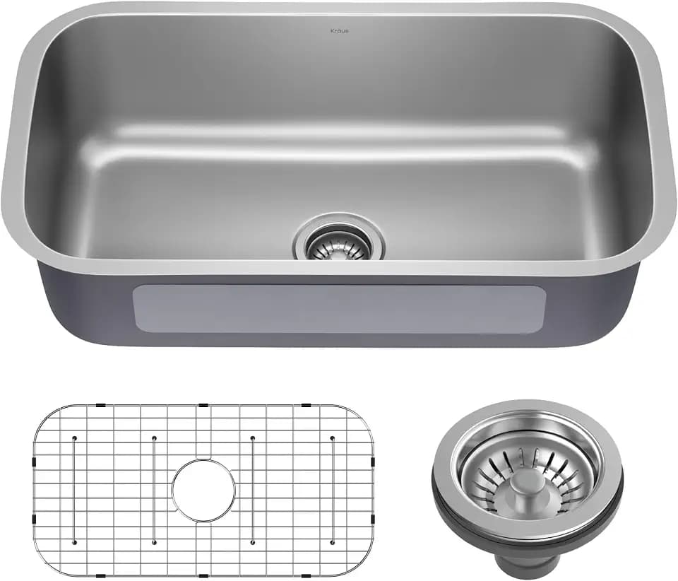 KRAUS Stainless Steel 32 in 18 Gauge Undermount Kitchen Sink KBU44