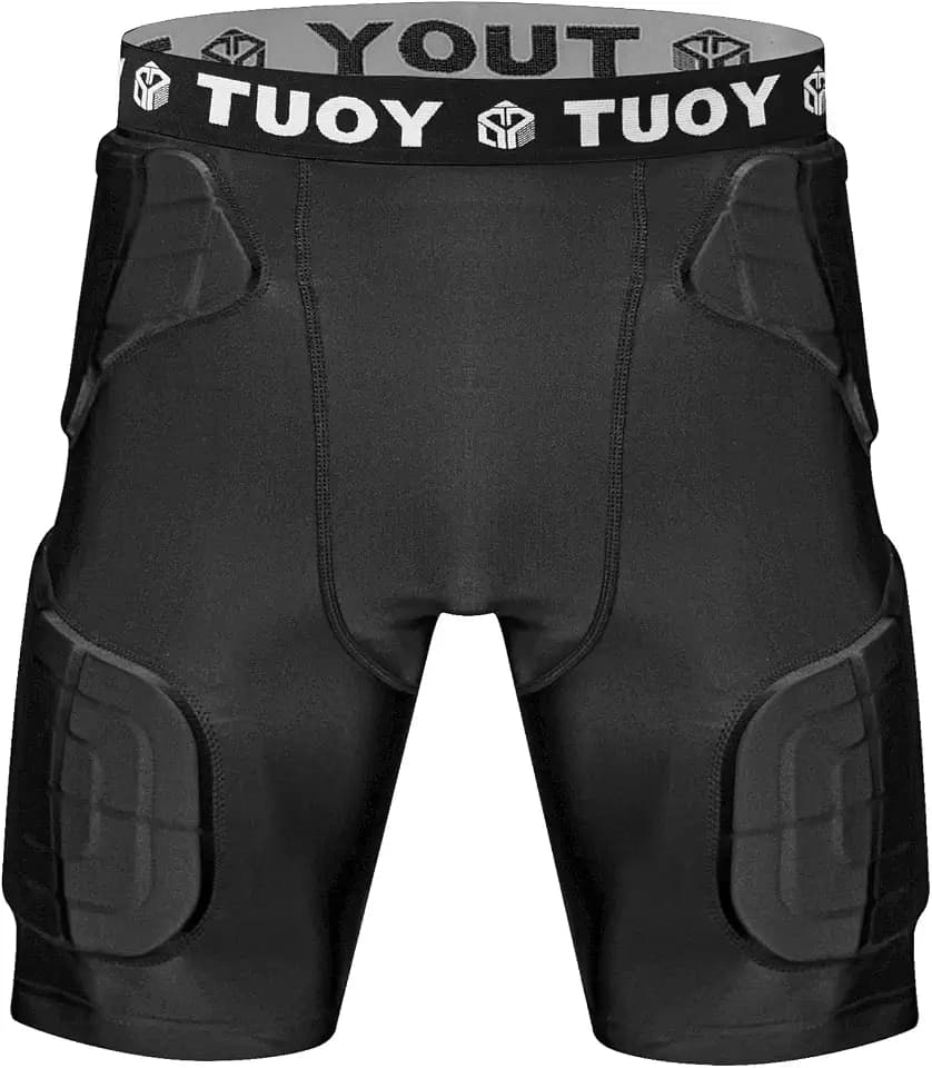 Men's Padded Football Girdle Compression 5-Pads Integrated Football Pads with Hip Tail Thigh Protector for Football Baseball
