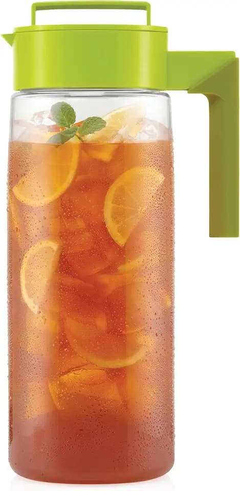 Takeya Airtight Pitcher - Durable BPA-Free Eastman Tritan Odor/Stain-Resistant Leakproof Lid for Iced Tea/Water Easy-Grip Silicone Handle Spill-Free Spout Fridge-Friendly Made in USA 2 Quart/Avocado