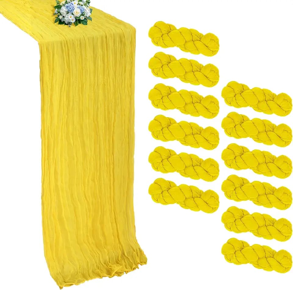 12 Pack Yellow Cheesecloth Table Runner 10Ft 23 x 120 Inch