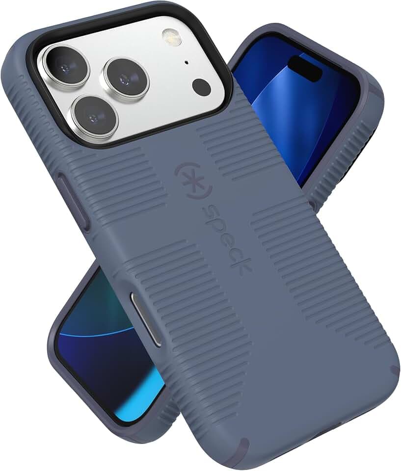 Speck Candyshell Grip +MS Schutzhülle für iPhone 17 Pro, Mystery Blue/Faded Denim, schlanker Schutz, Fallschutz, MagSafe-kompatibel