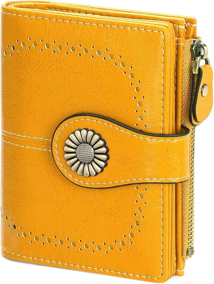 SENDEFN Small Womens Wallet Leather Bifold Card Holder RFID Blocking with Zipper Coin Pocket