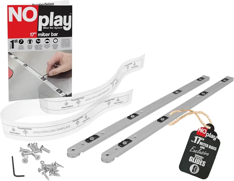 17” NoPlay Aluminum Miter Bar With Expandable Glides 2 Pack