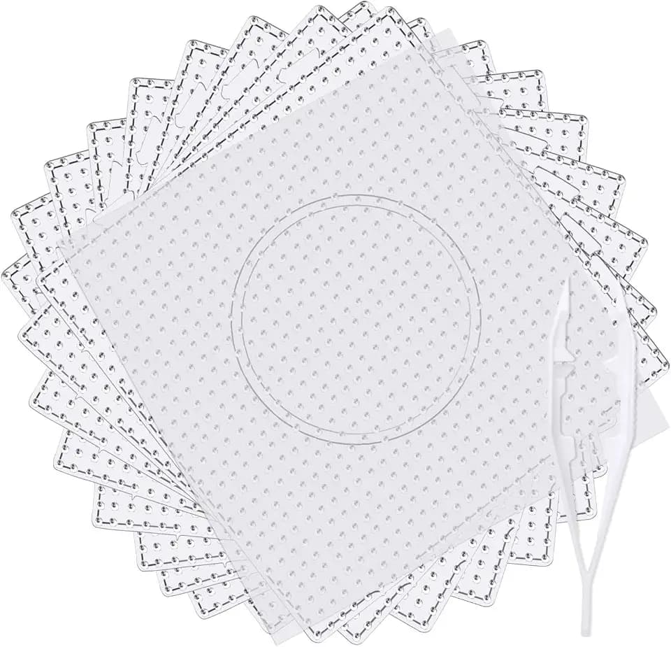 AUGSUN 9pcs 5mm Large Square Fuse Beads Pegboards, Plastic Bead Boards
