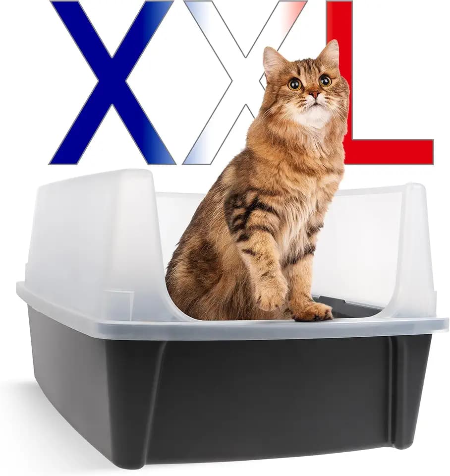 Iris Ohyama, XXL Katzenklo, Katzentoilette Hoher Rand, Grau, Großes Katzenklo, Abnehmbare Ränder, Auslaufschutz, Einfache Reinigung, Für Große Katzen, Zwei Katzen, Maine Coon, BPA-frei – CLH-XL