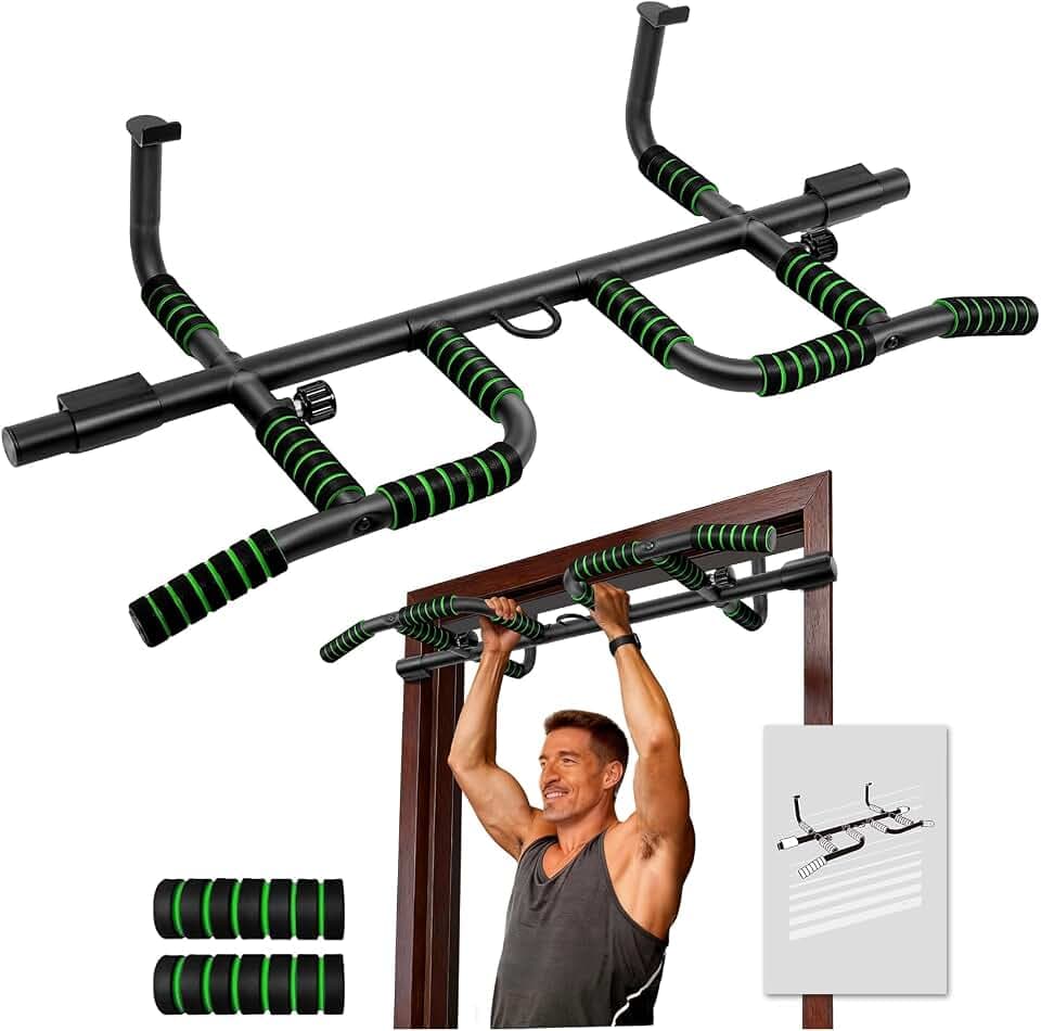 VBSD Upgrade Pull Up Bar for Doorway With Ergonomic Grip, Upto 440 Lbs Capacity No Screws Pullup Bar for Home Gym Indoor Exercise Strength Training, Authorized Under US Patent