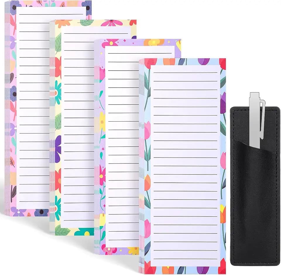 Thboxes 4 Pack 200 Sheets Magnetic Notepads for Fridge with Pen Holder