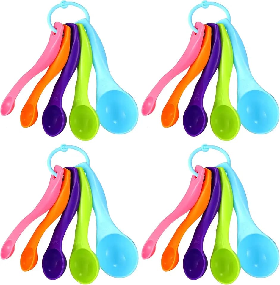 Frienda 20 Pcs Colorful Plastic Measuring Spoons for Kitchen Baking