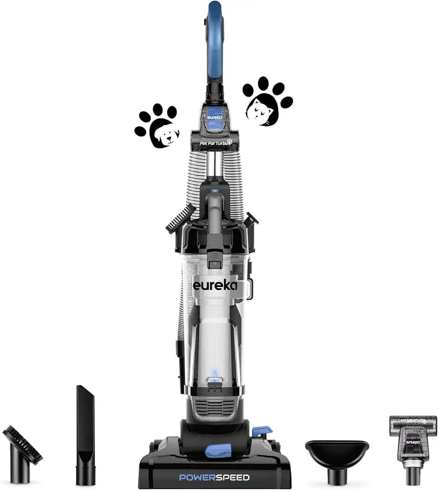 Eureka PowerSpeed Lightweight Upright Vacuum Cleaner for Carpet and Hard Floor, Powerful Bagless Upright Vacuum Cleaner for Home Pets, NEU181A, Blue