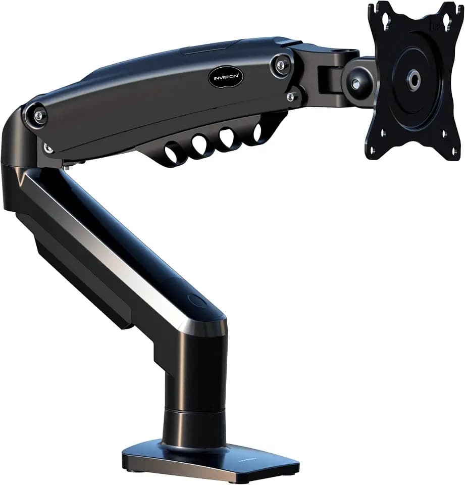 Invision Monitor Halterung für 19-32 Zoll Bildschirme - VESA 75 & 100 mm - Schreibtischklemme Ständer - Höhenverstellbar Neigungen Schwenken Dreht - Erhöhte Tragfähigkeit von 2-9 kg - MX200 Einzelarm