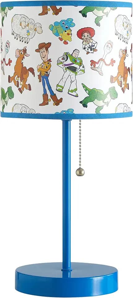 Idea Nuova Toy Story Printed Shade Stick Table Kids Lamp with Pull Chain, Themed Printed Decorative Shade