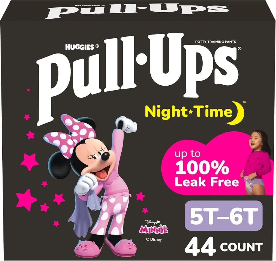 Pull-Ups Girls' Night-Time Potty Training Pants, Size 5T-6T, 44 Count