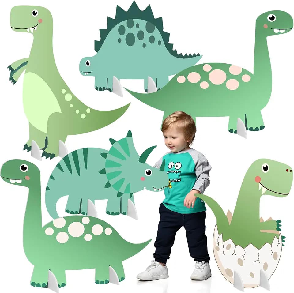6 Pcs Large Dinosaur Cardboard Cutouts for Kids Birthday Party