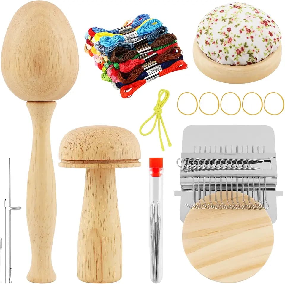 Mini Darning Mushroom Loom Kit, 14 Hooks Visible Weaving Tool