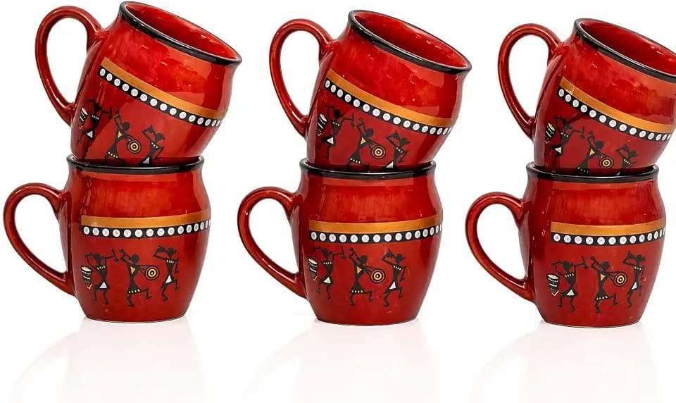 Handmade Terracotta Kulhad Kulhar Chai Tea & Coffee Cup Set of 6, Food Safe