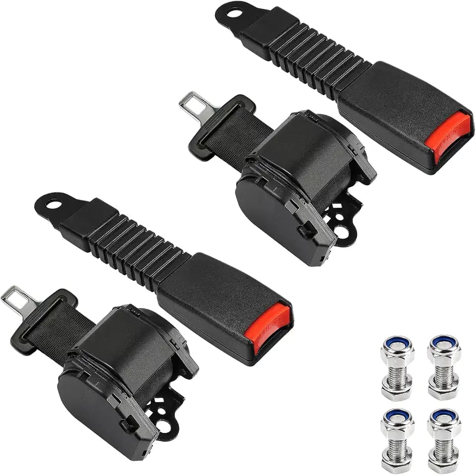 CLUBRALLY 78.7" Universal Golf Cart Seat Belts, Retractable Seat Belts Kit for Club Car, EZGO and Yamaha(2 Set)