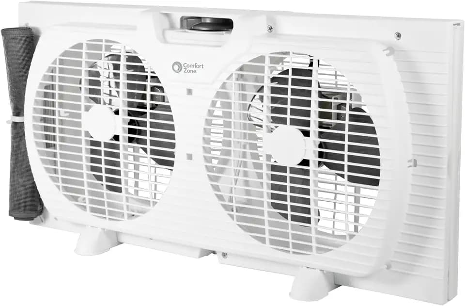 COMFORT ZONE Reversible Twin Window Fan with 3-Speeds & Expandable Width