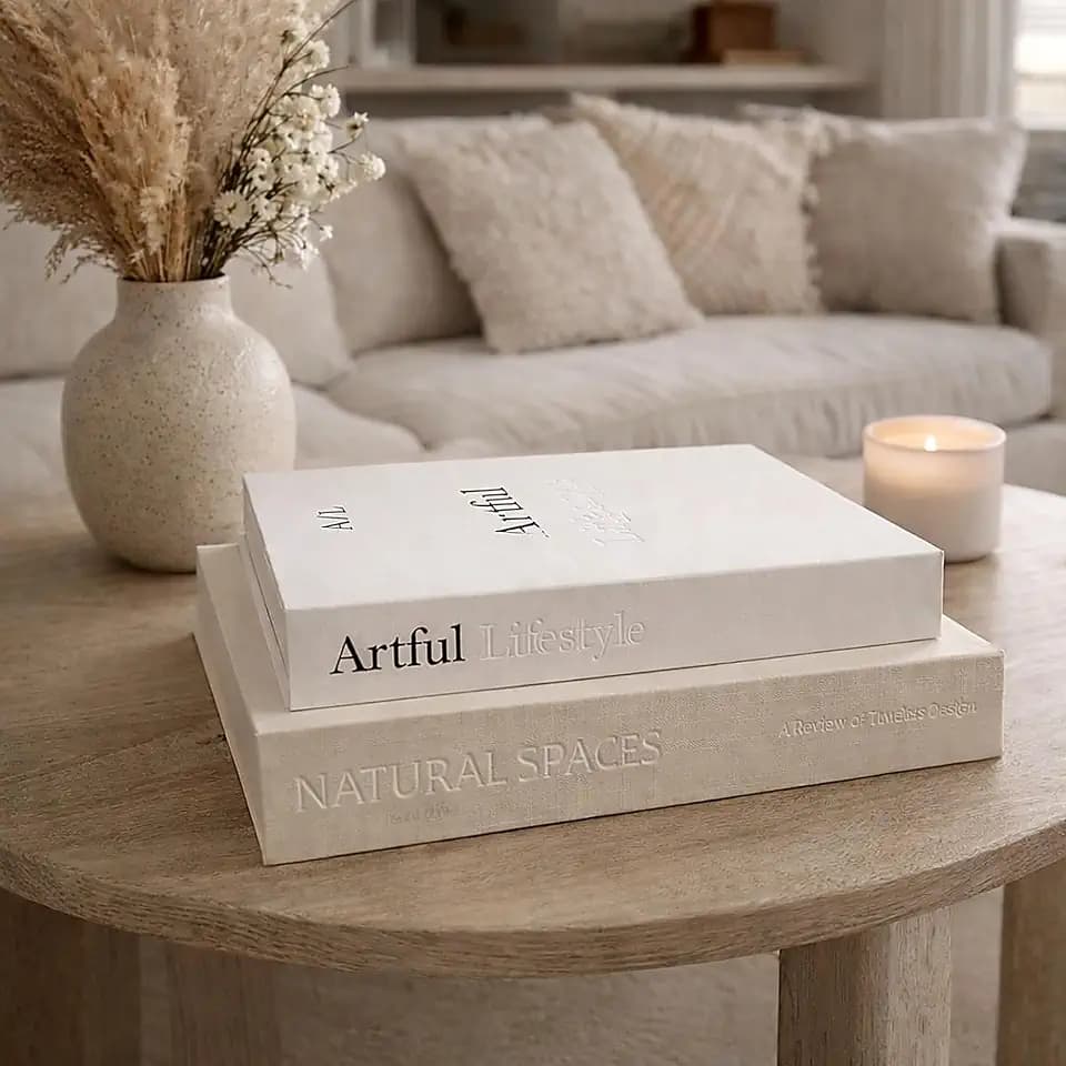 Jas & Jax Decorative Books - Set of 2 Faux Books for Coffee Table, Bookshelf or Mantel Decor - Modern Home Decoration for Living Room, Entryway & Office - Designer Book Set for Display