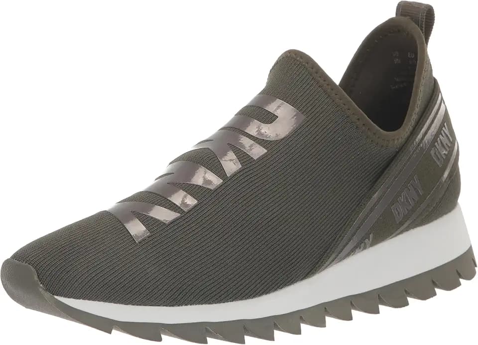 DKNY Women's Abbi Knit Slip-On Sneaker with Logo Shoes