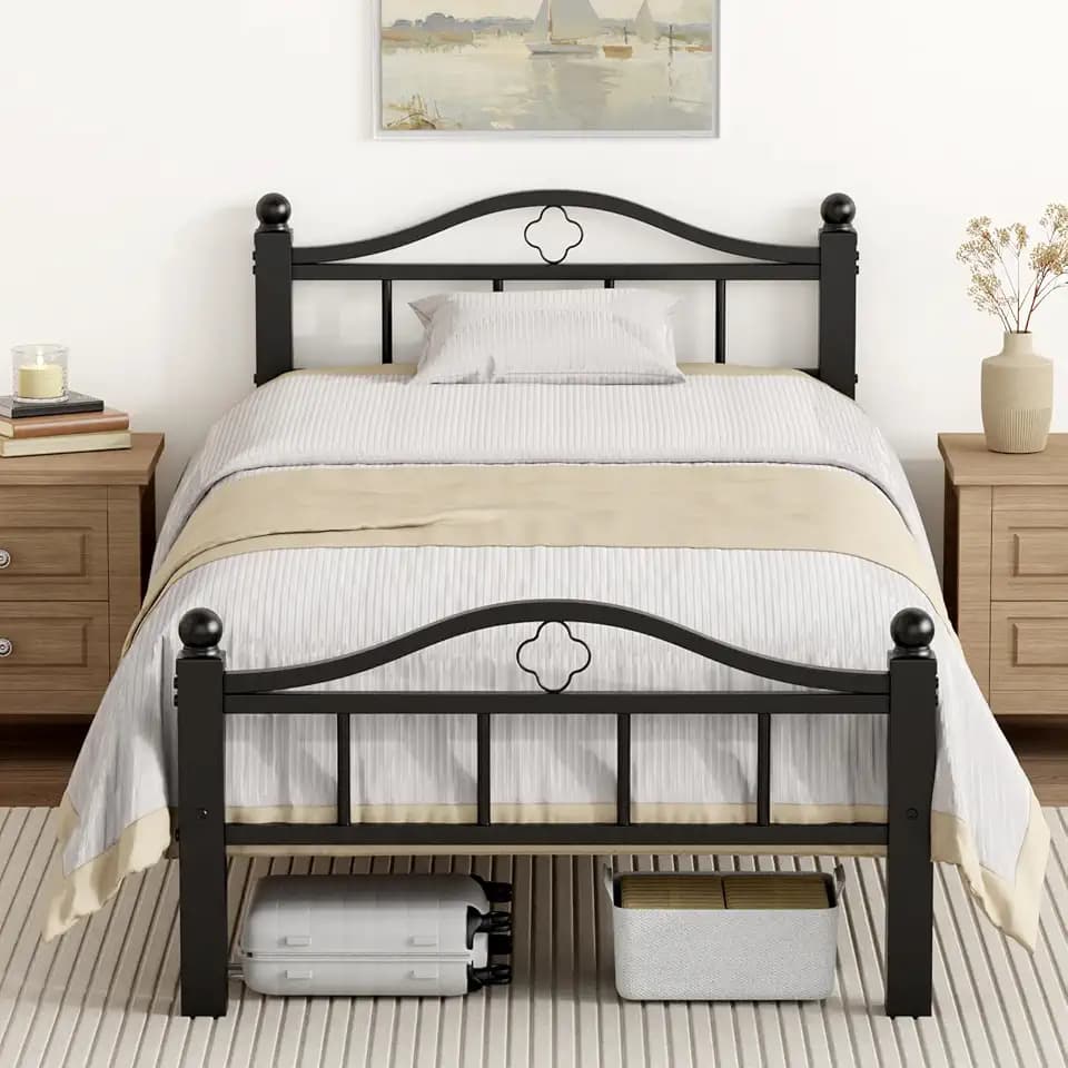 Metal Twin Bed Frame with Headboard