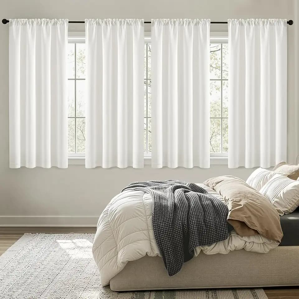 MIULEE Natural Room Darkening Bedroom Curtains 63 Inch Length 4 Panels