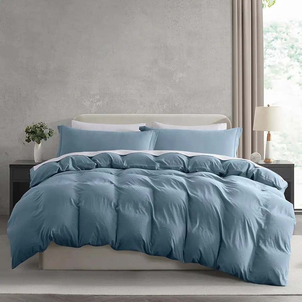 Nestl Twin Duvet Cover Set - Soft Double Brushed Stone Blue Duvet Cover Twin/Twin XL, 2 Piece, with Zipper Closure, 1 Duvet Cover 68x90 inches and 1 Pillow Sham