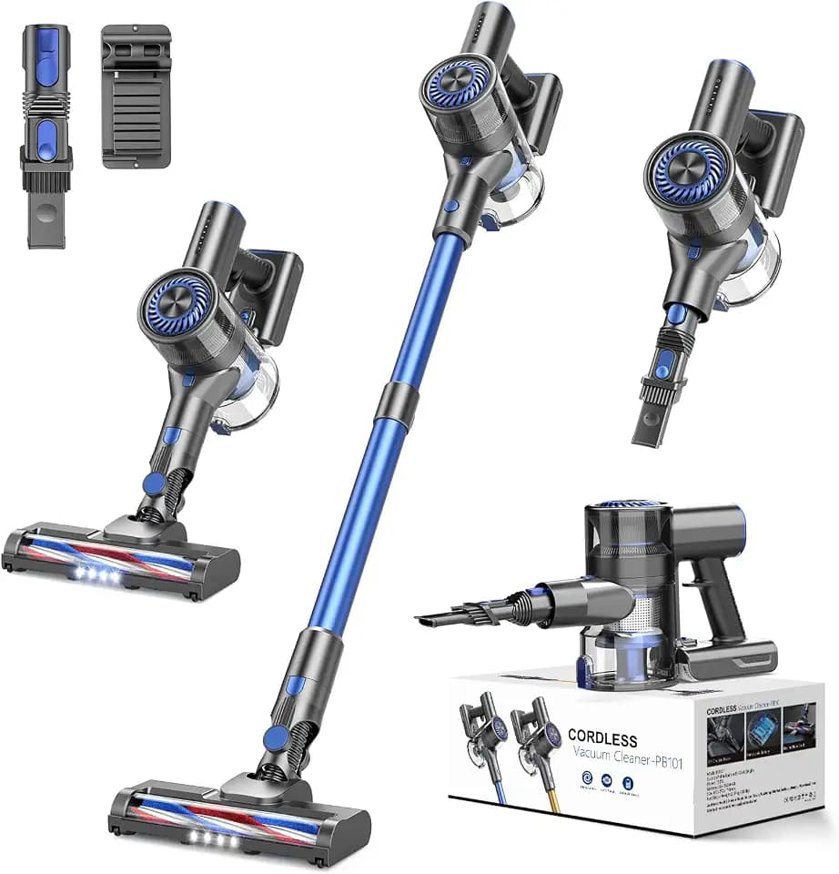 Comvtu Cordless Vacuums, 80,000PRM Powerful Motor Vacuum Cleaner and 2200mAH Rechargeable Battery up to 35 Mins Worktime, 2 Adjustable Modes, Detachable Parts, Wireless Stick Vacuum (Deep Blue)