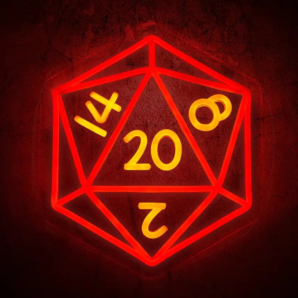 Dungeons and Dragons Dice Neon Signs for Wall Decor,Dimmable DND LED Sign