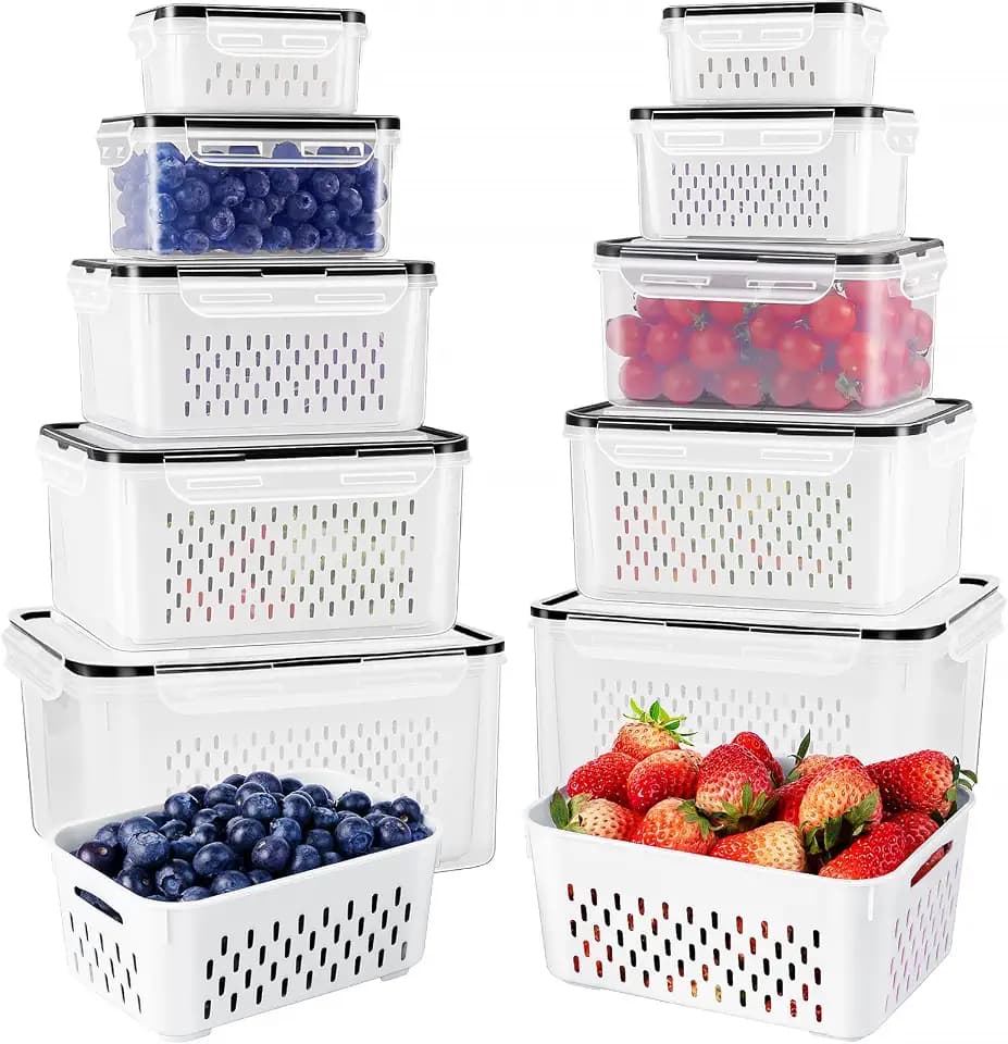 Freshmage Fruit Storage Containers for Fridge with Removable Colander 10