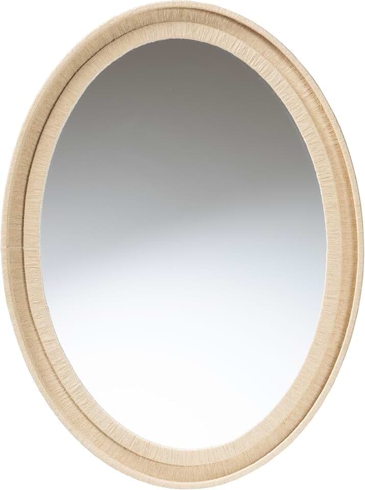 Bali & pari Lailan Woven Grasscloth Mirror, Oval, Beige