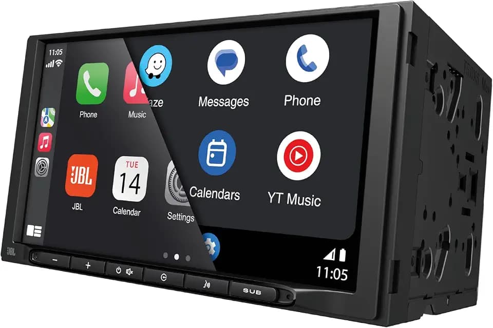 JBL Legend 700 2 DIN Autoradio mit Bildschirm, CarPlay Android Auto, Freisprechanlage Auto Radio mit Bluetooth, 7-Zoll Touchscreen, USB/AUX UKW/MW, 6-Kanal 4V Vorverstärkerausgänge mit Sub Steuerung