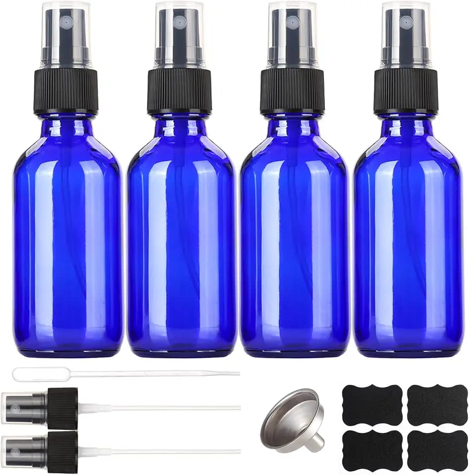 LUFEVRM 2oz Blue Glass Spray Bottles 4 Pcs