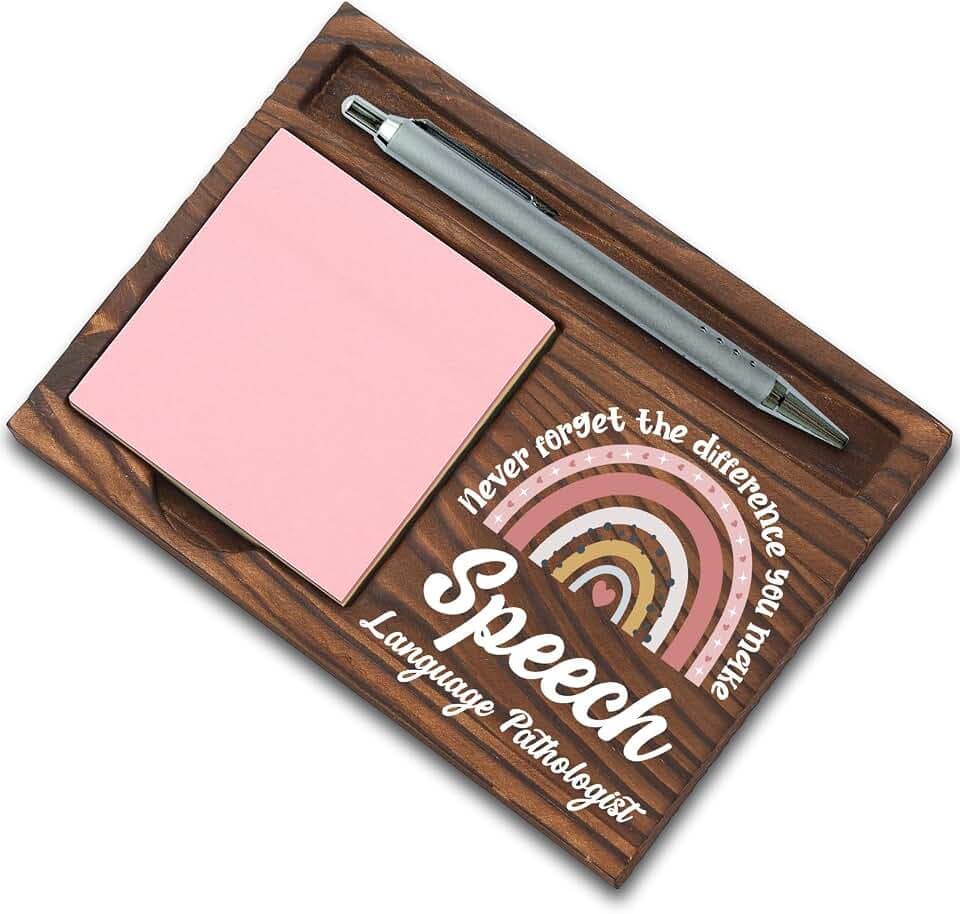 Speech Language Pathologist Gifts, Thank You Appreciation Gifts for Speech Therapist Week Graduation Birthday Christmas School Office Desk Self-Stick Note Pad Holders SBB3