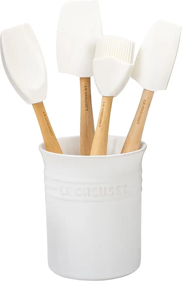 Le Creuset Stoneware & Silicone 5pc. Utensil Crock Set, White