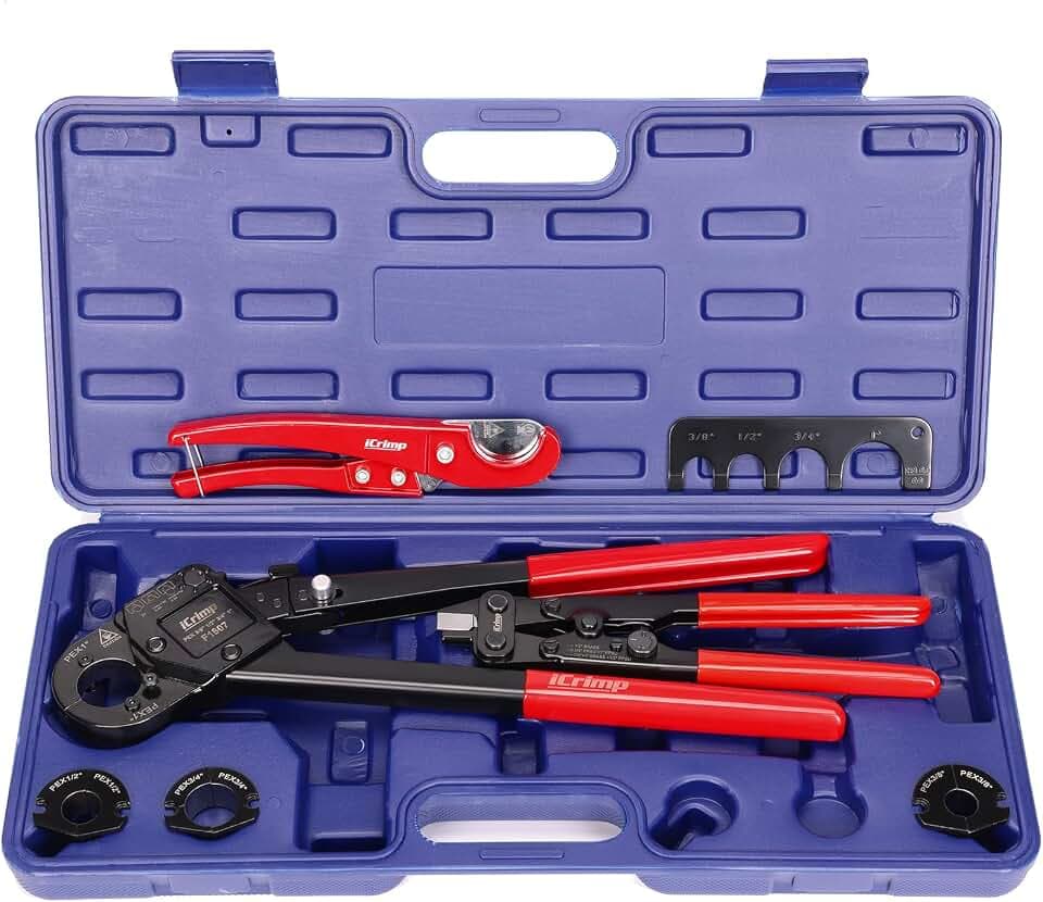 iCrimp Angle Head PEX Crimping Tool Kit for 3/8,1/2,3/4,1-inch,PEX Crimper